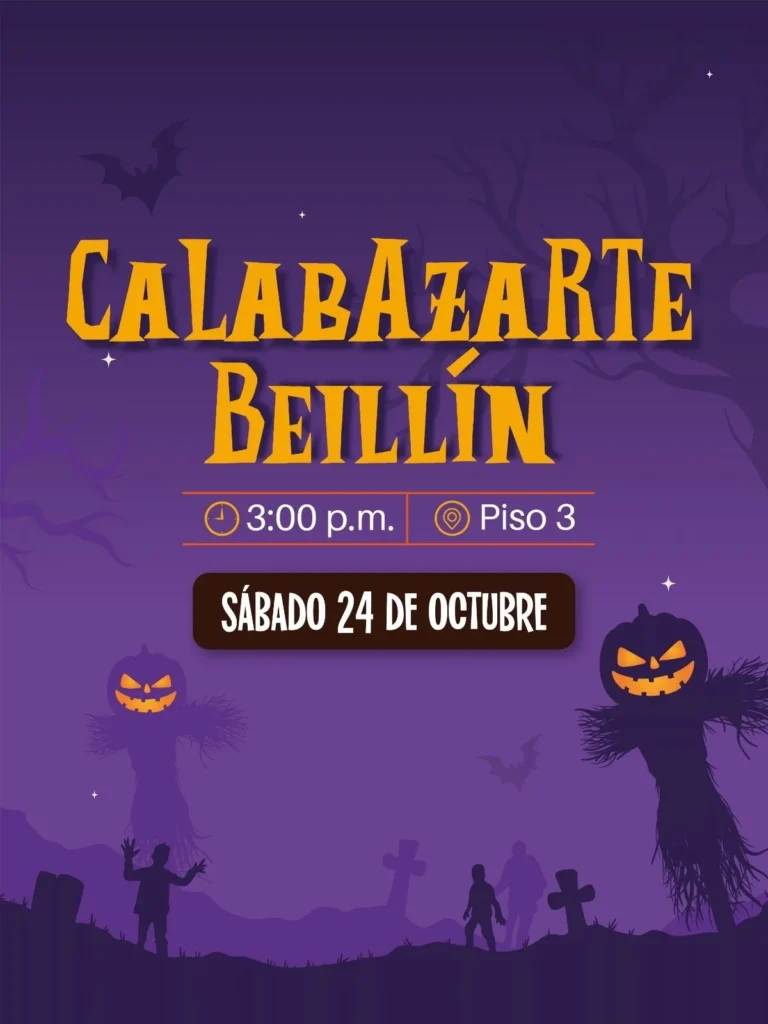 Calabazarte Beillín, sábado 24 de octubre a las 3:00 p.m. en el piso 3