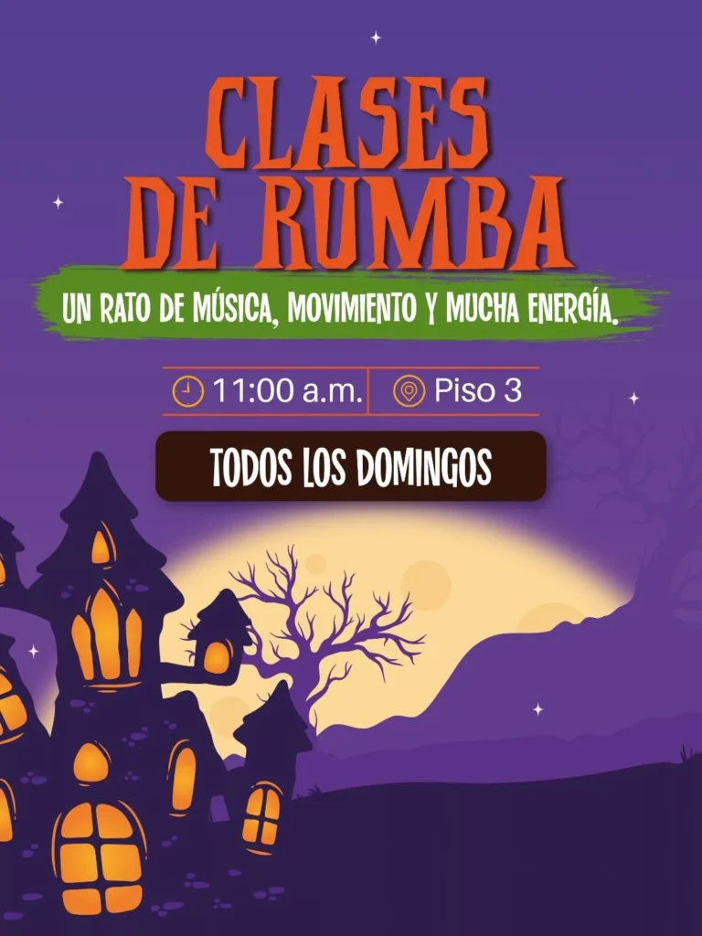 Clases de rumba gratis todos los domingos a las 11:00 a.m. en el piso 3 de Plaza Beillín
