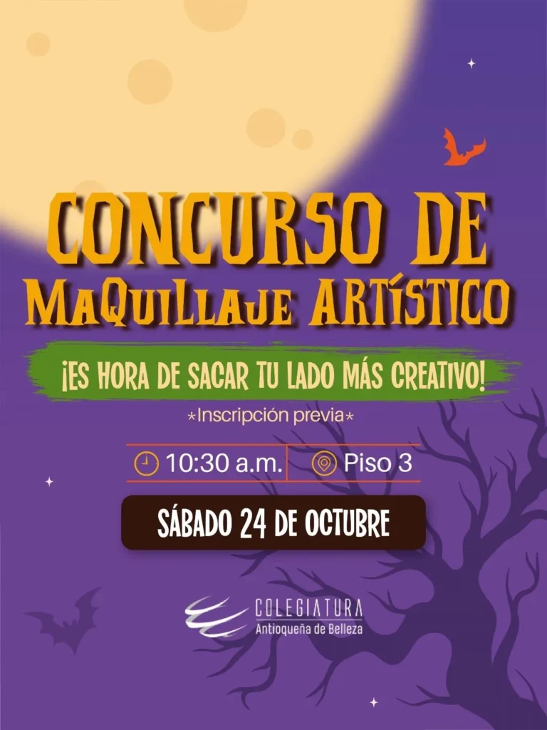 Concurso de maquillaje artístico, sábado 24 de octubre a las 10:30 a.m. en el piso 3